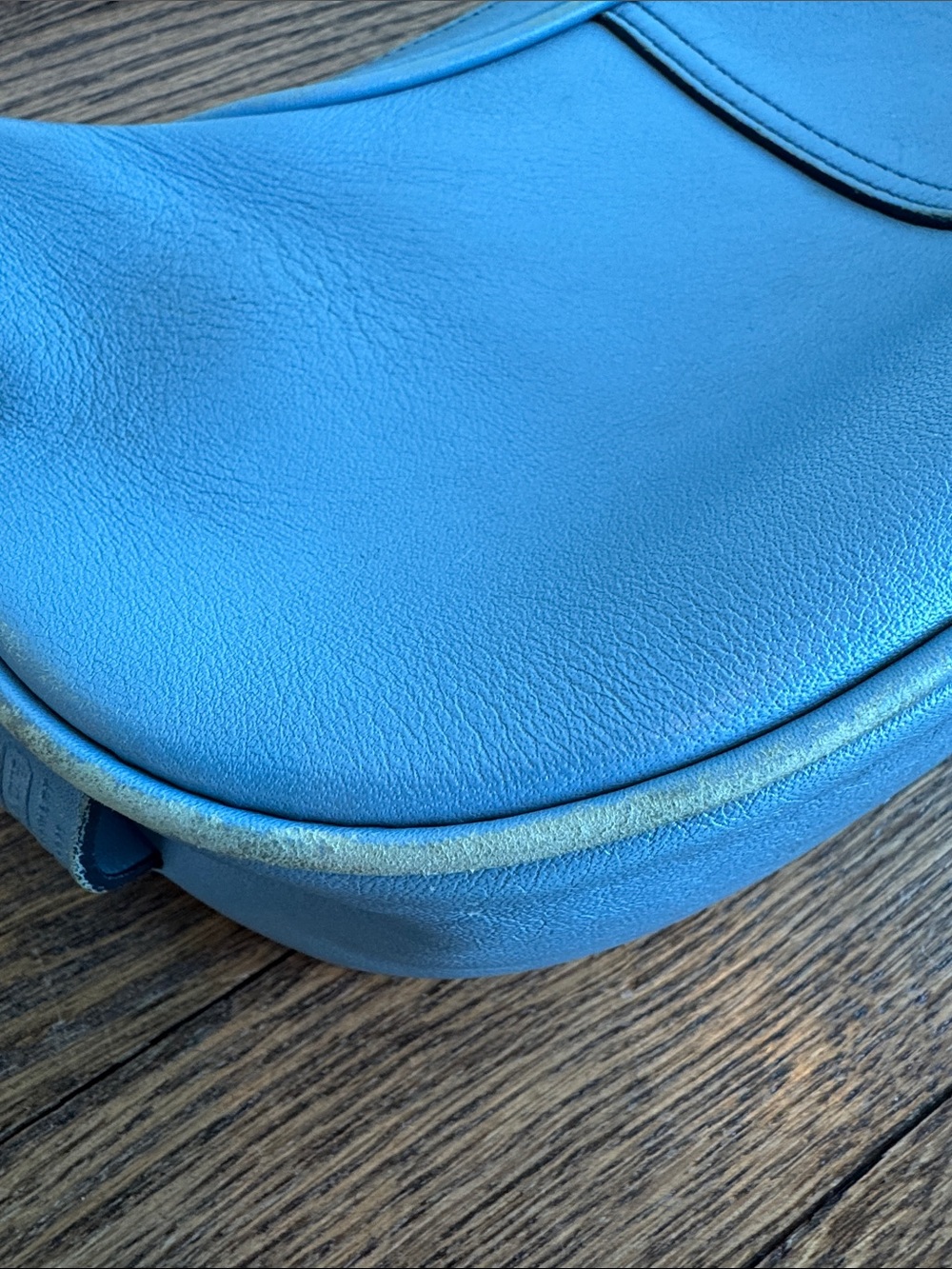 RARE Vintage Coach Pool Blue Leather Hampton Demi Hobo Bag 7593 Y2K w/Hangtag - Picture 10 of 11